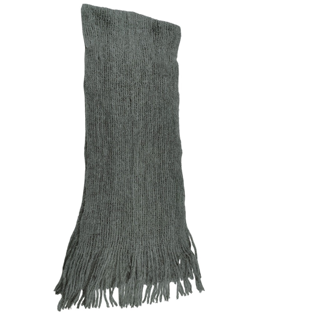 Wild Fable Gray Knit Fringe Scarf 100% Recycled Polyester One Size